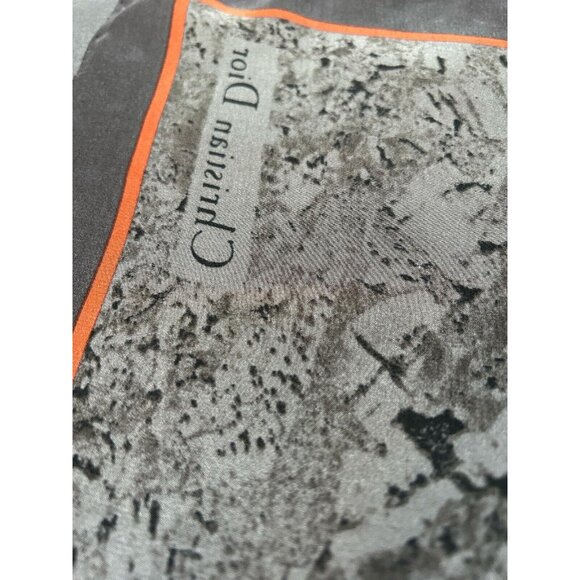 CHRISTIAN DIOR Gray Geometric Silk Scarf 31’’- 28.8’’ EX COND - Picture 4 of 5